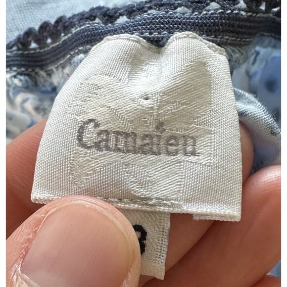 Vintage Camaieu Patterned Cap Sleeve Dress Size 38 Women’s Blue - Picture 3 of 7